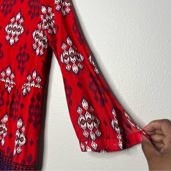 Maeve Anthropologie Women Top 4 Red Paisley Woodland Walk Button Down Shirt - Picture 8 of 11